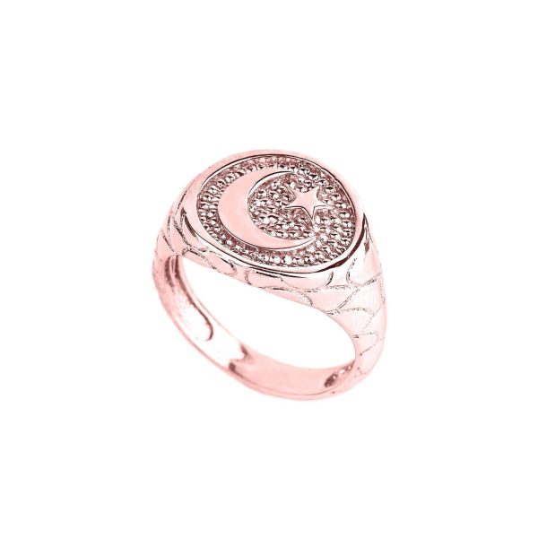 Men's Crescent Moon Ring in 9ct Rose Gold