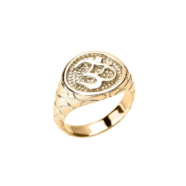 Men's Textured Om Ring in 9ct Gold