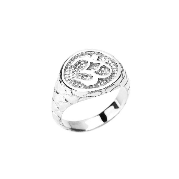 Men's Textured Om Ring in Sterling Silver