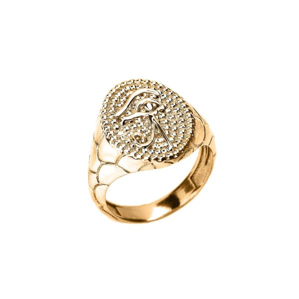 Men's Textured Eye of Horus Ring in 9ct Gold