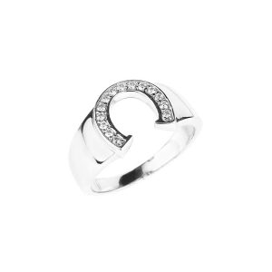 Men's CZ Horseshoe Ring in Sterling Silver