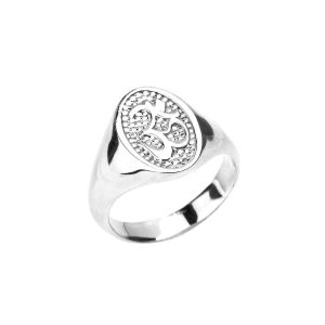 Men's Om Ring in 9ct White Gold