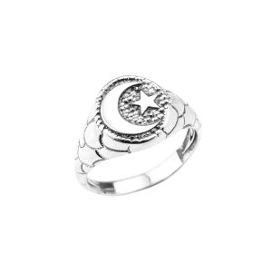 Men's Crescent Moon Unisex Ring in Sterling Silver