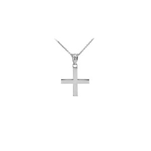 Men's Minimalist Greek Cross Pendant Necklace in Sterling Silver