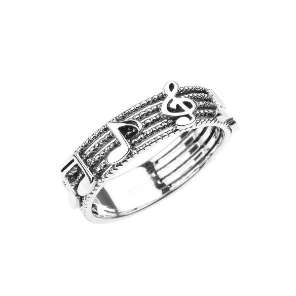 Treble Clef Musical Note Ring in Sterling Silver