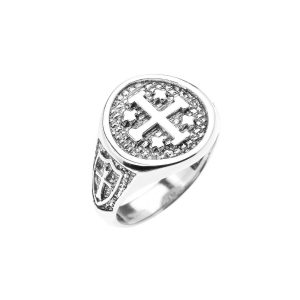 Men's Jerusalem Crusaders Ring in 9ct White Gold