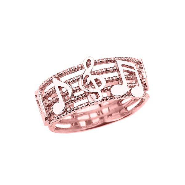 Treble Clef Musical Note Ring in 9ct Rose Gold