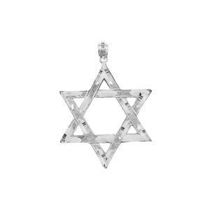 Men's Large Star of David Pendant Necklace in 9ct White Gold