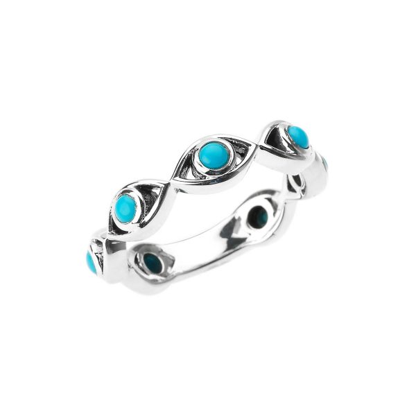 Turquoise Evil Eye Ring in Sterling Silver