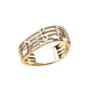 Treble Clef Musical Note Ring in 9ct Gold