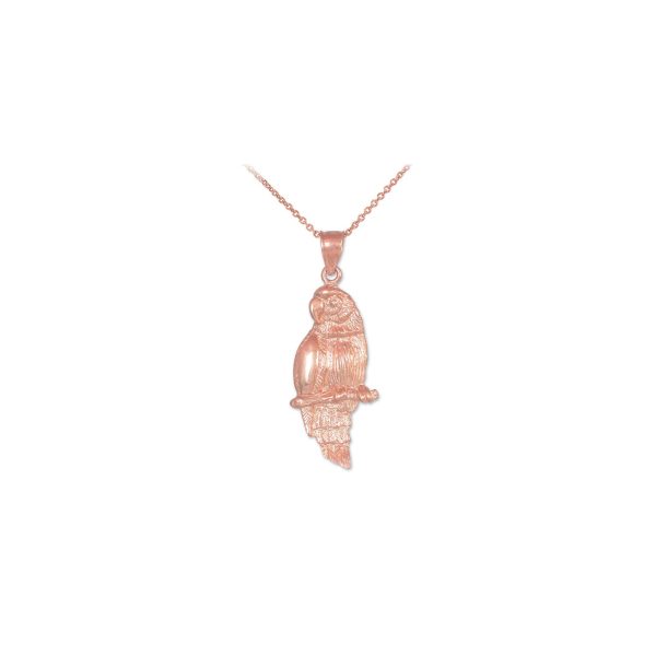 Parrot Pendant Necklace in 9ct Rose Gold