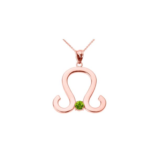 Peridot Statement Peridot Zodiac Gemstone Pendant Necklace in 9ct Rose Gold