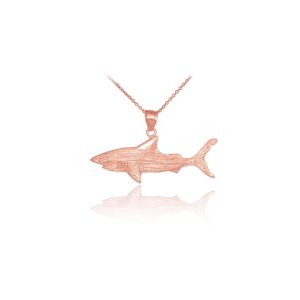 Textured Shark Pendant Necklace in 9ct Rose Gold