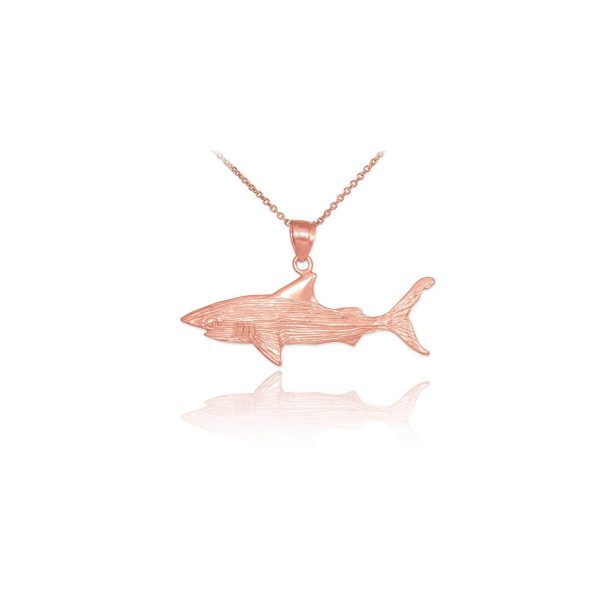 Textured Shark Pendant Necklace in 9ct Rose Gold