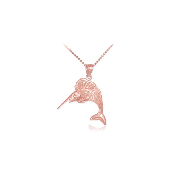 Sailfish Pendant Necklace in 9ct Rose Gold