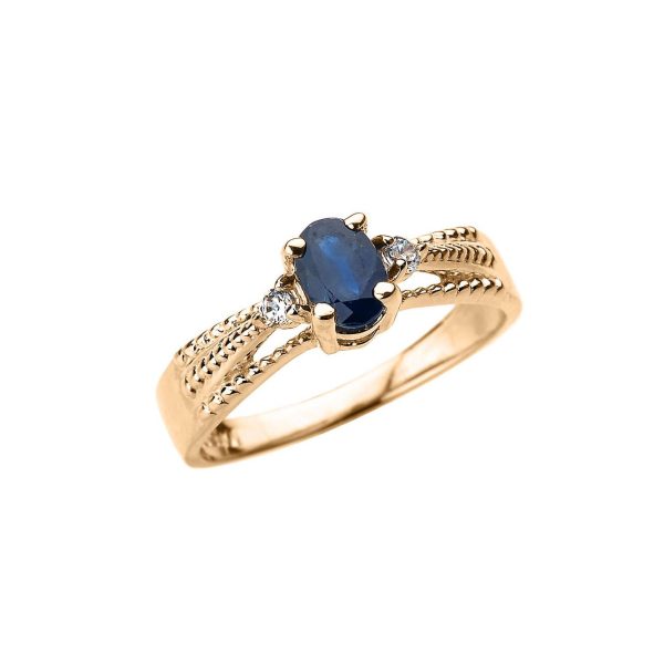 Sapphire & Diamond Noble Gemstone Ring in 9ct Gold