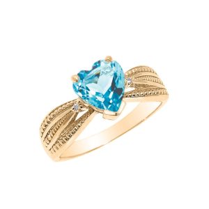 Blue Topaz & Diamond Beauty Ring in 9ct Gold