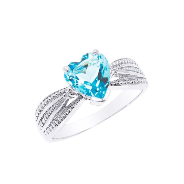 Blue Topaz & Diamond Beauty Ring in 9ct White Gold