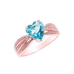 Blue Topaz & Diamond Beauty Ring in 9ct Rose Gold