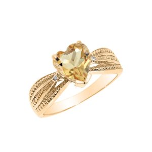 Citrine & Diamond Beauty Ring in 9ct Gold