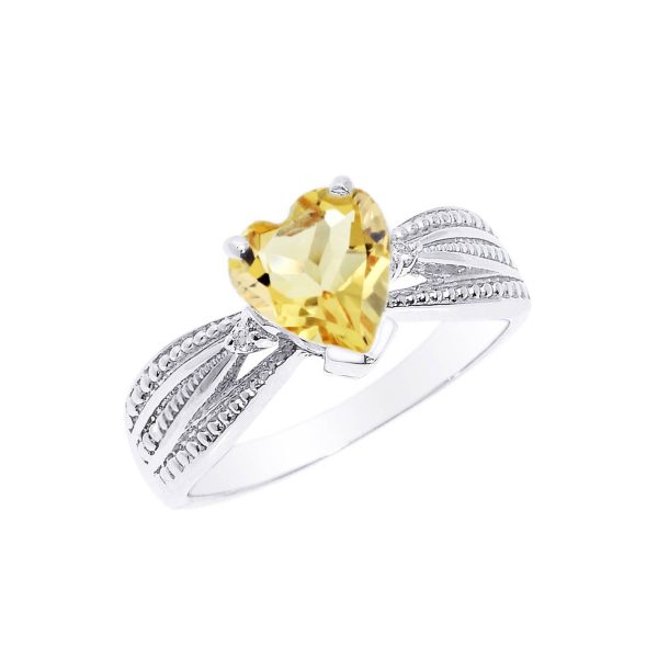 Citrine & Diamond Beauty Ring in 9ct White Gold