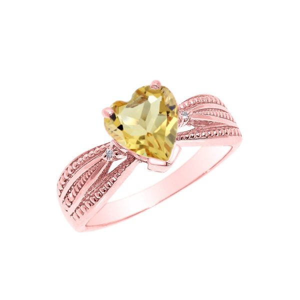 Citrine & Diamond Beauty Ring in 9ct Rose Gold