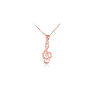 Treble Clef Pendant Necklace in 9ct Rose Gold