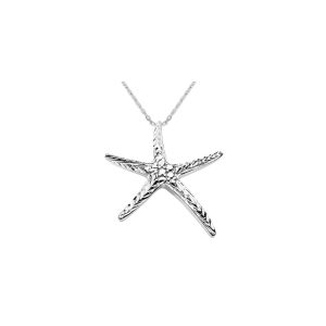 Statement Starfish Pendant Necklace in 9ct White Gold