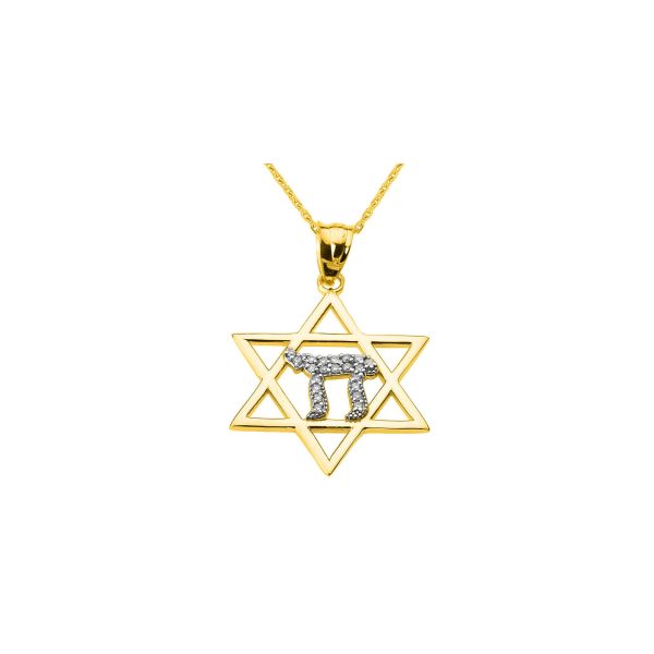 Men's Diamond Chai Pendant Necklace in 9ct Gold