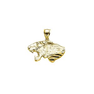 Men's Leo Zodiac Roaring Lion Head Charm Pendant Necklace in 9ct Gold