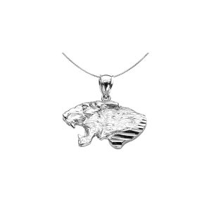 Men's Leo Zodiac Roaring Lion Head Pendant Necklace in Sterling Silver