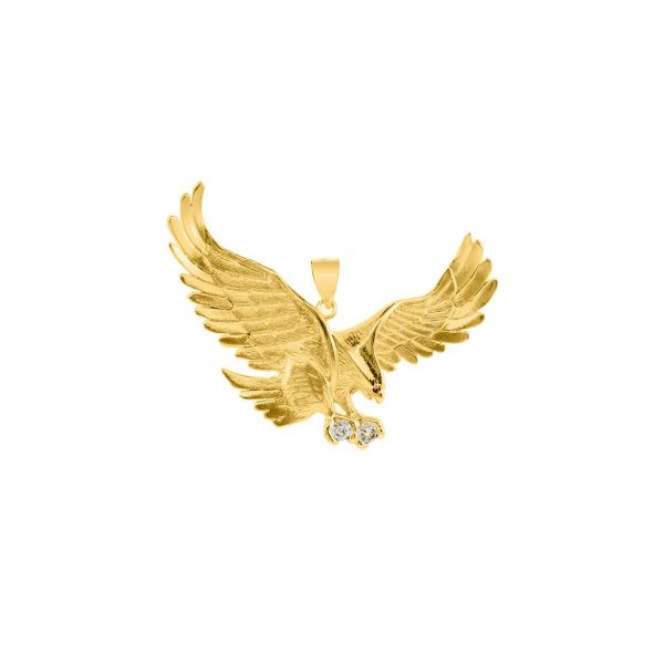 Men's CZ Large Eagle Pendant Necklace in 9ct Gold