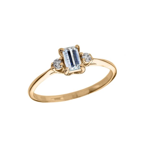 Aquamarine & Diamond Art Deco Gemstone Ring in 9ct Gold