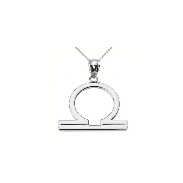 Minimalist Libra Zodiac Pendant Necklace in 9ct White Gold