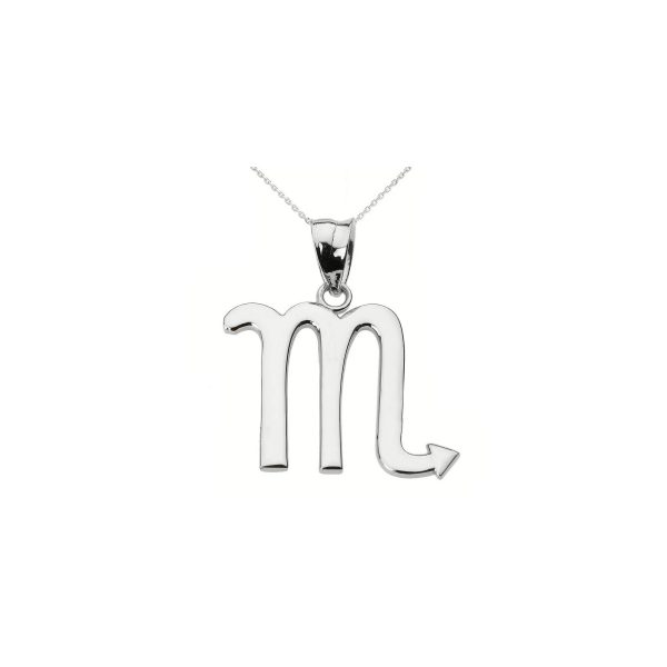 Minimalist Scorpio Zodiac Pendant Necklace in 9ct White Gold