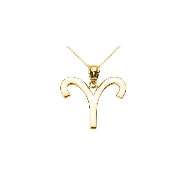 Minimalist Aries Zodiac Pendant Necklace in 9ct Gold