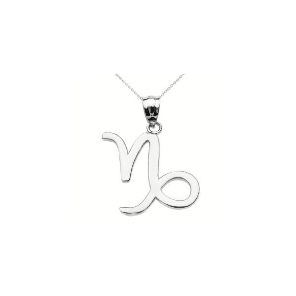 Capricorn Zodiac Pendant Necklace in 9ct White Gold