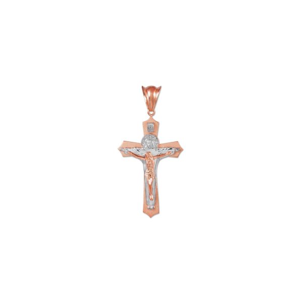 Cross Pendant Necklace in 9ct Two-Tone Rose Gold