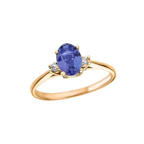 Tanzanite & Diamond Oval Ring in 9ct Gold