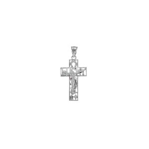 CZ Lucky Cross Pendant Necklace in Sterling Silver