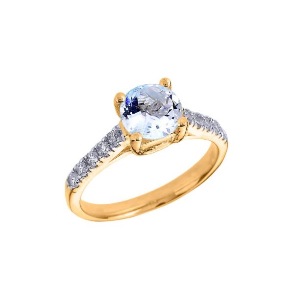 Aquamarine & Diamond Ring in 9ct Gold