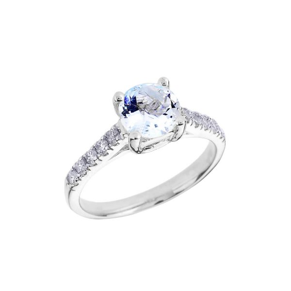 Aquamarine & Diamond Divine Gemstone Ring in 9ct White Gold