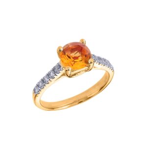 Citrine & Diamond Ring in 9ct Gold