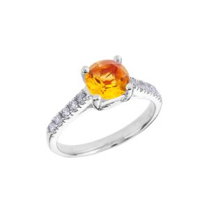 Citrine & Diamond Ring in 9ct White Gold