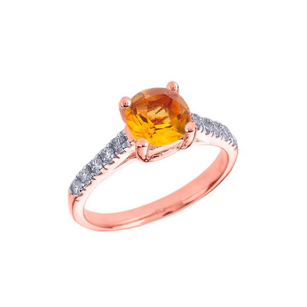 Citrine & Diamond Ring in 9ct Rose Gold