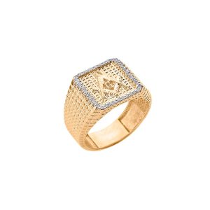 Men's Diamond Stamped Masonic Ring in 9ct Gold