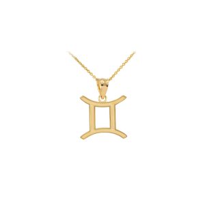 Sleek Gemini Zodiac Pendant Necklace in 9ct Gold