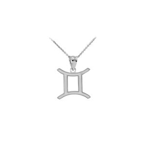 Sleek Gemini Zodiac Pendant Necklace in Sterling Silver