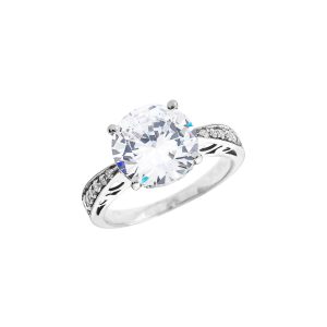 CZ Engagement Ring in 9ct White Gold