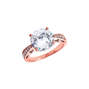 CZ Engagement Ring in 9ct Rose Gold